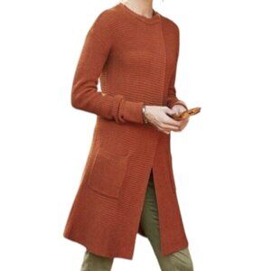 Soft Surroundings Long Line Cardigan Sweater Burnt Orange Size Small